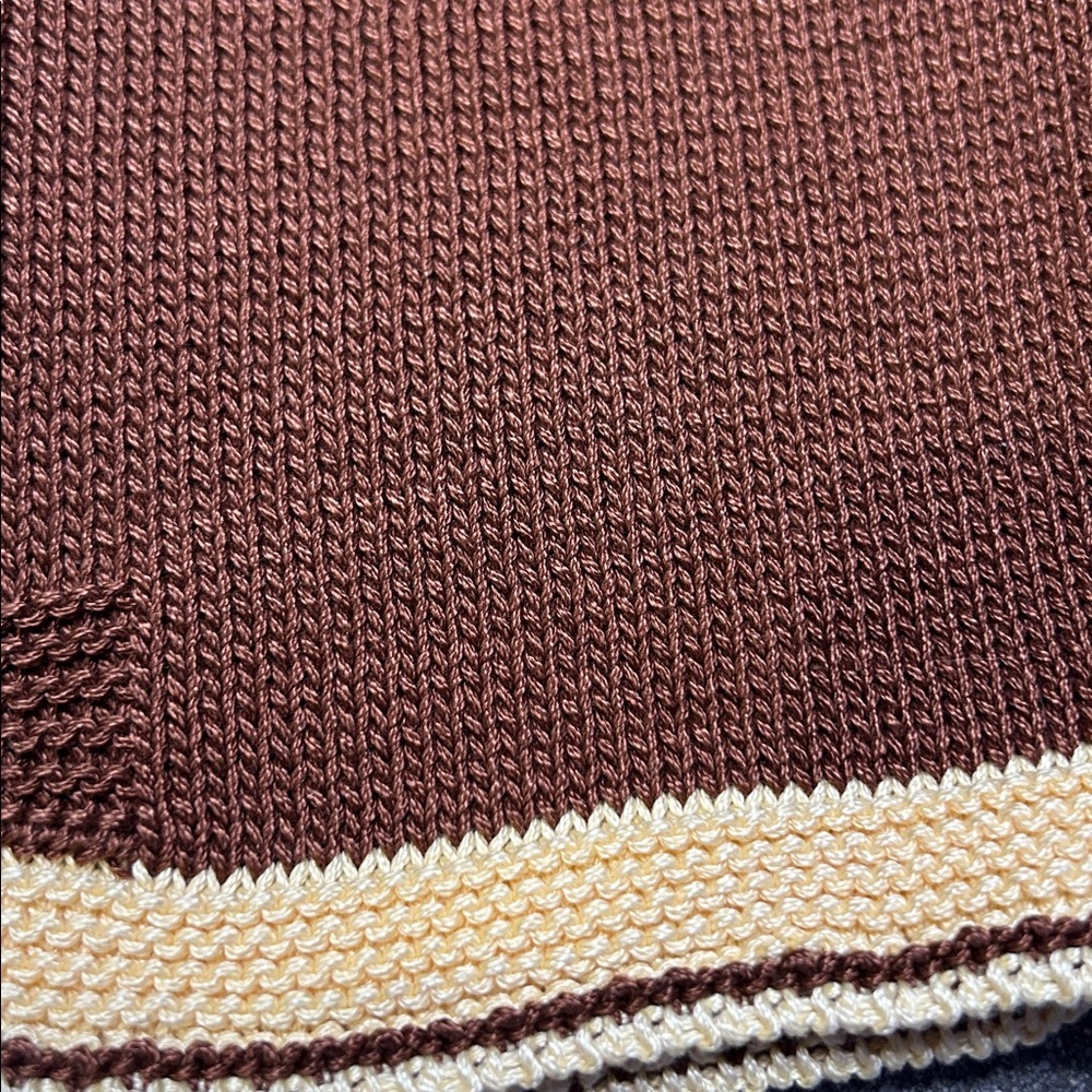 Grandma Nes Hand-Knit Brown Baby Pants with Cream Trim - Picture 6 of 6